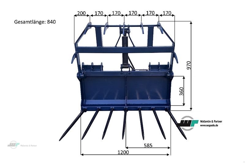 Frontladerzubehör tip Wallentin & Partner Krokodilgebiss 1,20 m Silozange | Krokodilzange | Gabelzange | Skid Steer Aufnahme, Neumaschine in Wesenberg (Poză 3)